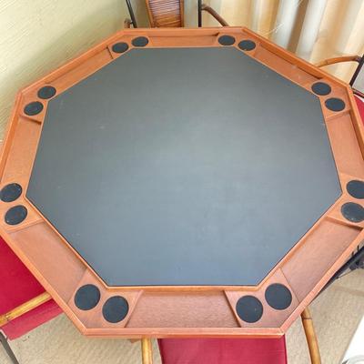 PR109 Folding 8 Player Card Poker Table with Cover and 4 Chairs
