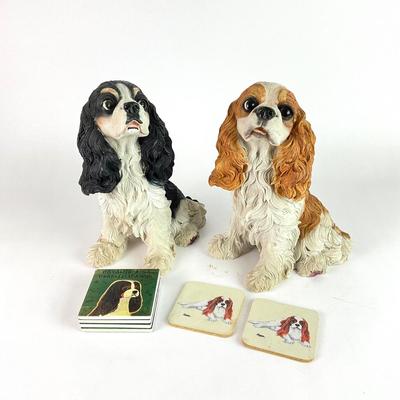 PR112 2 Composite King Charles Spaniels and Coasters
