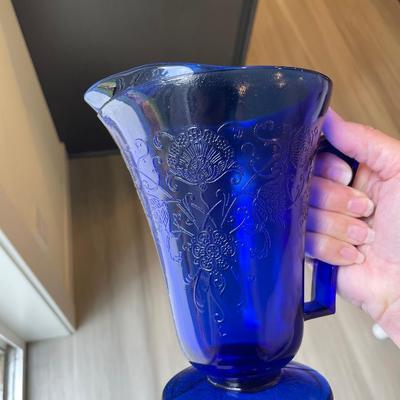 Cobalt Blue Glass Pitcher with matching Tumblers