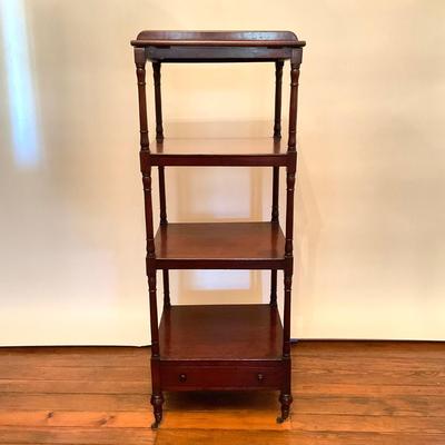 L121 Antique 3-Tier Mahogany Bookcase with Lift Top