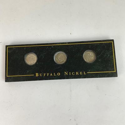 L123 Encased 3 Buffalo Nickels