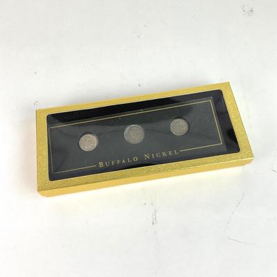L123 Encased 3 Buffalo Nickels