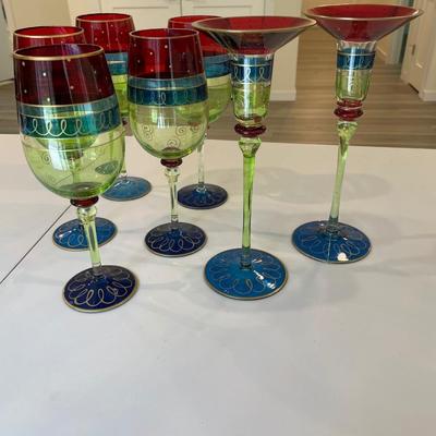 Pier 1 Festive Hand Painted blown Glass