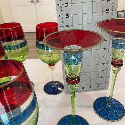 Pier 1 Festive Hand Painted blown Glass