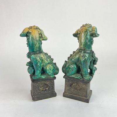 L131 Pair of Vintage Chinese Foo Dogs Chalk-ware