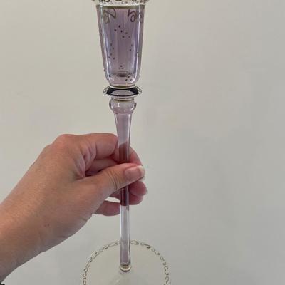 Pier 1 Raja Hand Blown Glass Candlestick holders and Large Bowl