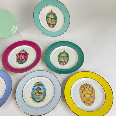 K135 Set of 6 Porcelain Limoges Faberge Egg Plates