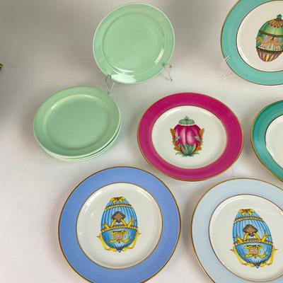 K135 Set of 6 Porcelain Limoges Faberge Egg Plates