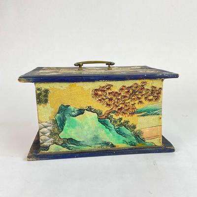L136 Antique Oriental Mahjong Box with 5 Small Drawers