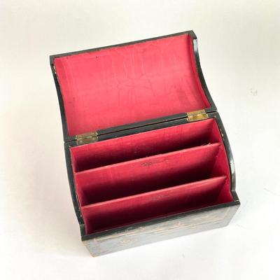 L137 Antique Hand-painted Round Top Oriental Desk Box