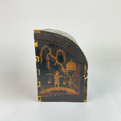 L137 Antique Hand-painted Round Top Oriental Desk Box