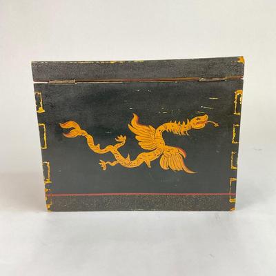 L137 Antique Hand-painted Round Top Oriental Desk Box