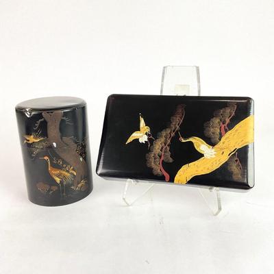 L143 Chinese Hand-painted Box and Tin Jar