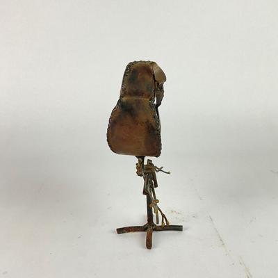 L148 Vintage Folk Art Metal Owl Sculpture