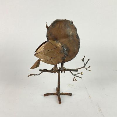 L148 Vintage Folk Art Metal Owl Sculpture