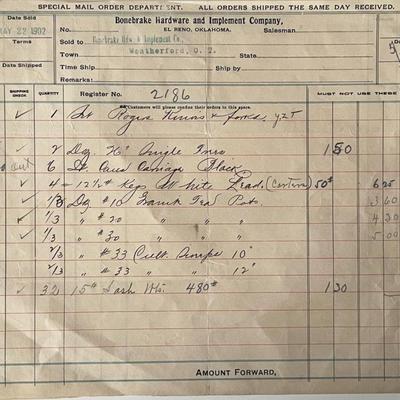1902 Bronebrake Hardware store accounting log