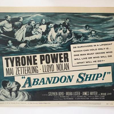 Abandon Ship! original 1957 vintage lobby card