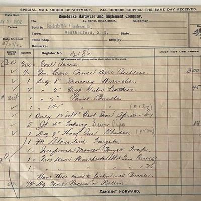 1902 Bronebrake Hardware store accounting log