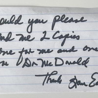 Dr Thomas Gasley signed note