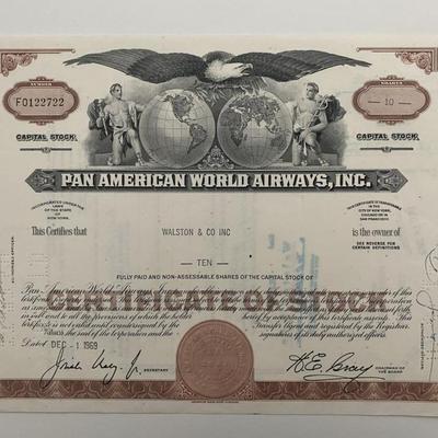 Pan American World Airways, INC Ten Shares Certificate of Stock
