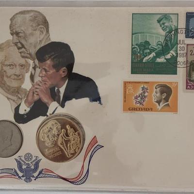 John F. Kennedy commemorative cover with coin