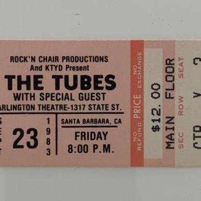 The Tubes ticket Arlington Theatre 09/23/83
