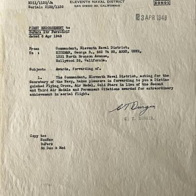 US Navy Calvin T. Durgin signed letter