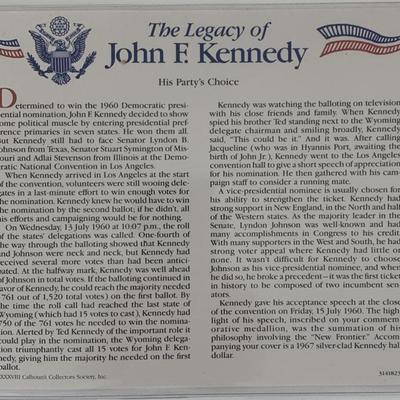 John F. Kennedy commemorative cover with coin