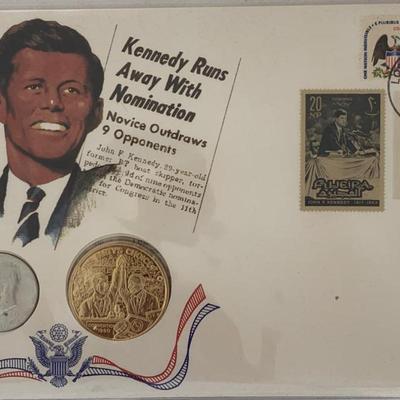John F. Kennedy commemorative cover with coin