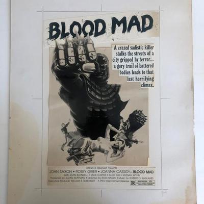 Blood Mad (The Glove) Original 1979 Vintage Movie Advertising Paste Up