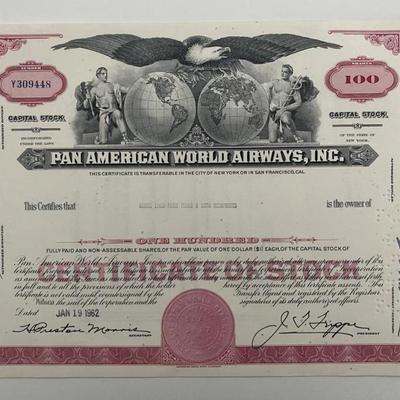 Pan American World Airways, INC One Hundred Shares Certificate of Stock