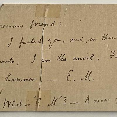 Poet Edwin Markham vintage handwritten note