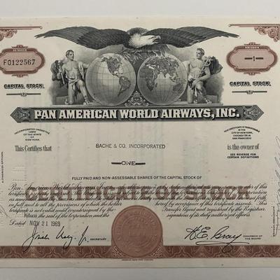 Pan American World Airways, INC One Share Certificate of Stock
