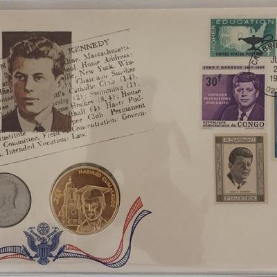 John F. Kennedy commemorative cover with coin