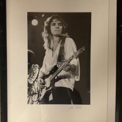 Artist signed Tommy Bolin concert photo in custom frame