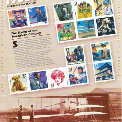 1900s Celebrate the Century Stamp Sheet