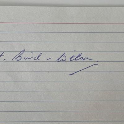 WW2 flying ace H. Bird-Wilson autograph note