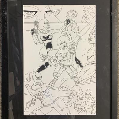 Original hand drawn sketch, unknown comic book artist