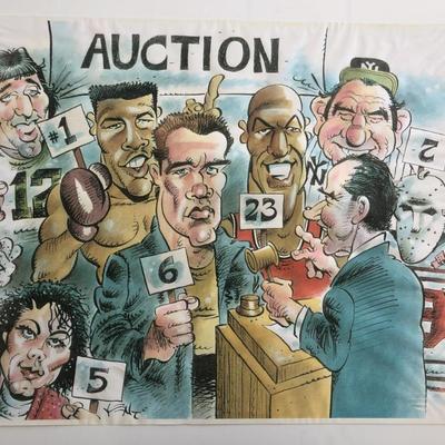 Richard Nixon Celebrity Auction Caricature Print