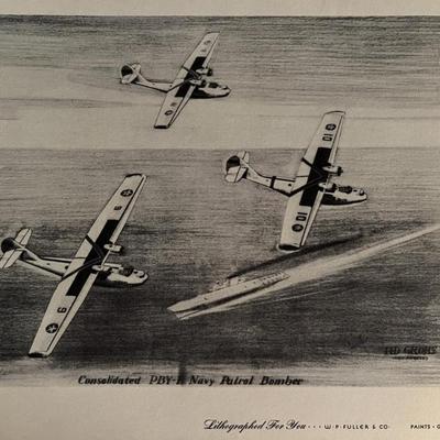 WW2 Navy Patrol litho. 8x10 inches