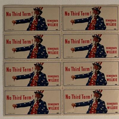 Democrats for Willkie stamp sheet
