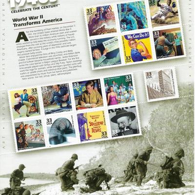 1940s Celebrate the Century Stamp Sheet