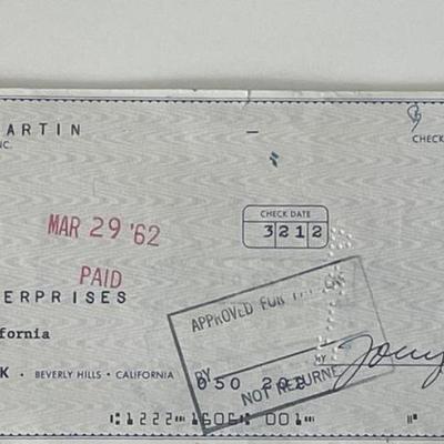 Singer Tony Martin signed check