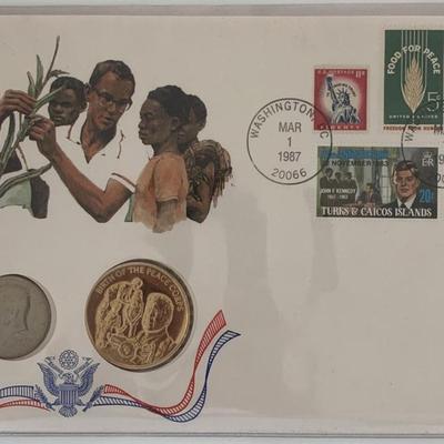John F. Kennedy commemorative cover with coin