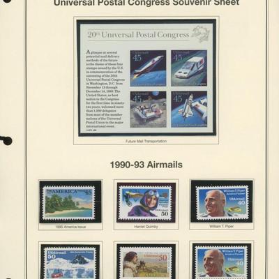 1989 Airmail Universal Postal Congress Souvenir Stamp Sheet & 1990-93 Airmails
