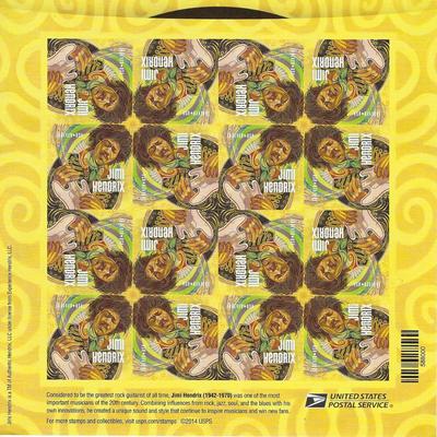 Jimi Hendrix commemorative stamp sheet
