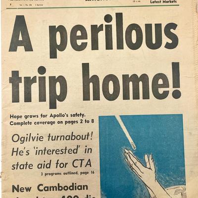 1970 The Chicago American Original Vintage Newspaper - Apollo 13