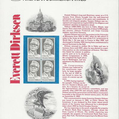 American Commemoratives Everett Dirksen stamp set of four 15 cent stamps
