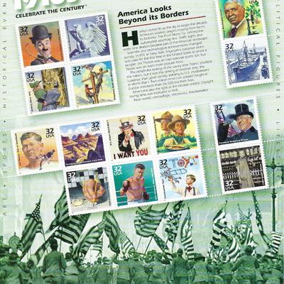 1910s Celebrate the Century Stamp Sheet