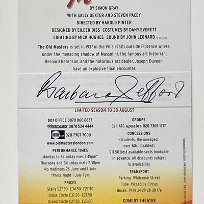 Barbara Jefford signed The Old Masters play flyer